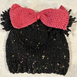 Minnie Mouse Ears Knit Hat with Pink Bow 3-6 months